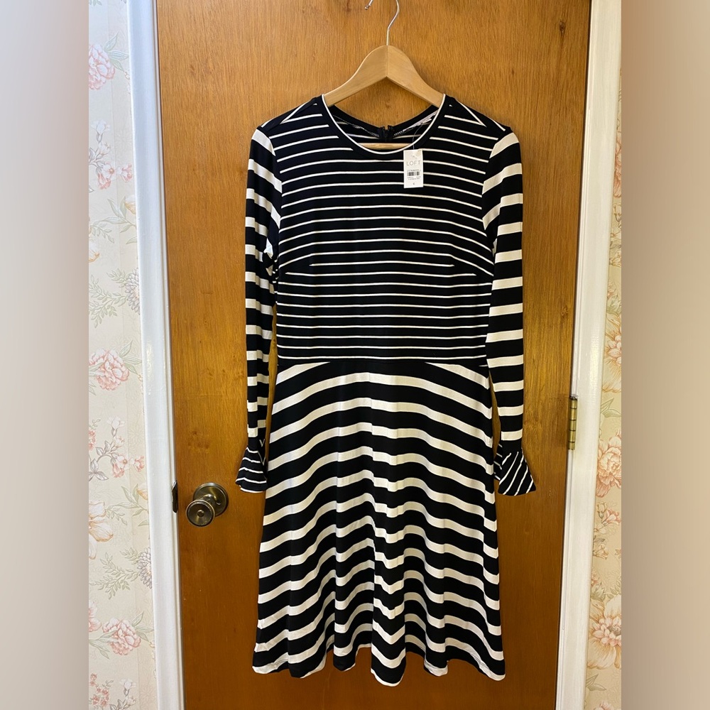 Ann Taylor Loft NWT Black & White Striped Dress